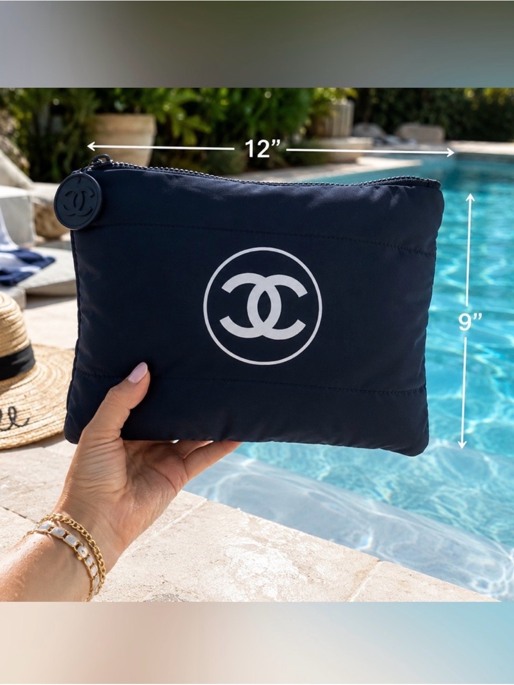 Oversized CHANEL Black Nylon CC Logo Toiletry Pouch